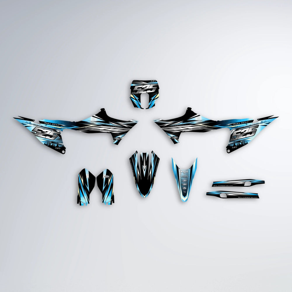 ADVANCE Stark Varg SM graphics kit parts layout in Light Blue & White