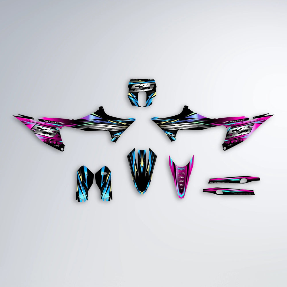 ADVANCE Stark Varg SM graphics kit parts layout in Pink & Light Blue