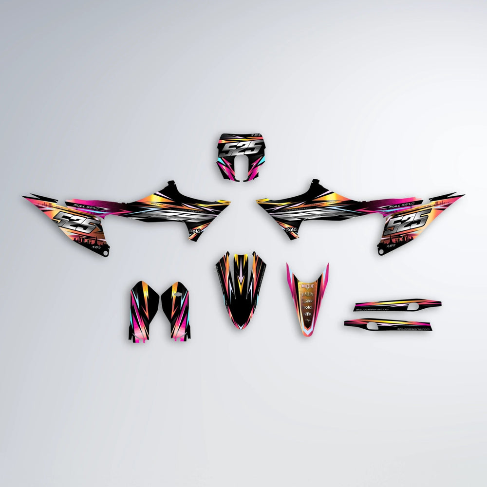 ADVANCE Stark Varg SM graphics kit parts layout in Pink & Yellow