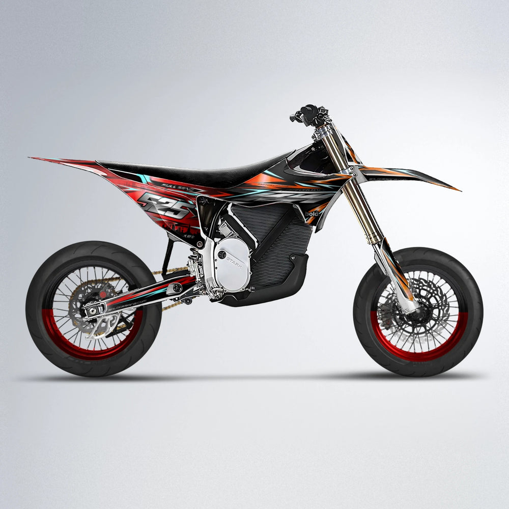 ADVANCE Stark Varg SM supermoto graphics kit in Red & Orange