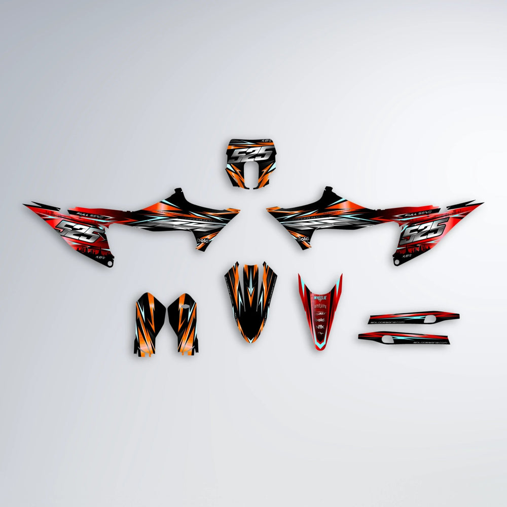 ADVANCE Stark Varg SM graphics kit parts layout in Red & Orange