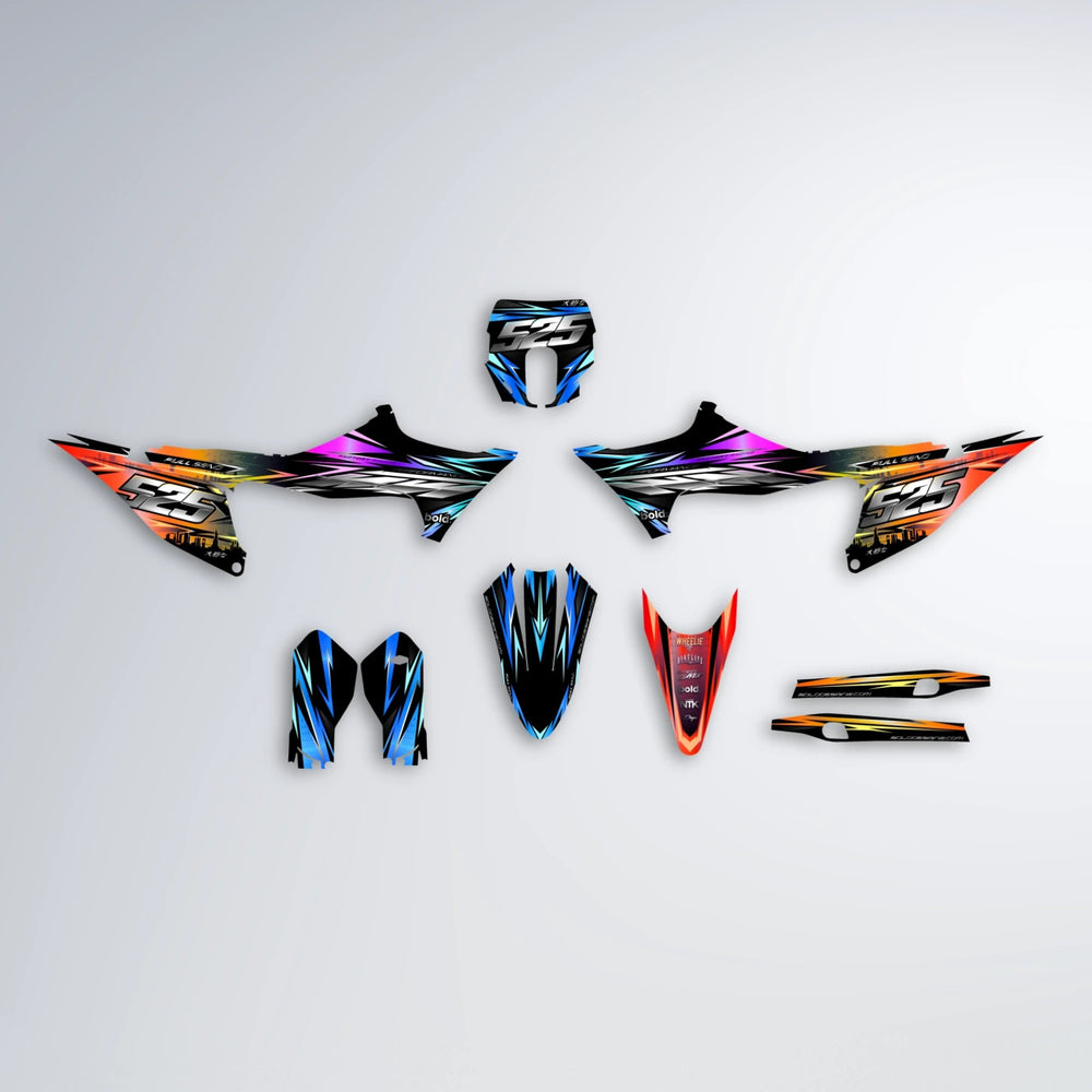 ADVANCE Stark Varg SM graphics kit parts layout in Sunset Fade