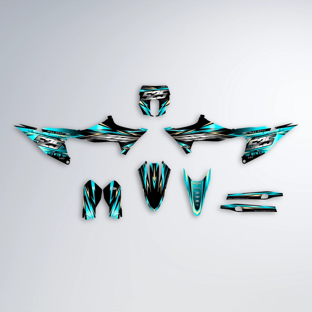 ADVANCE Stark Varg SM graphics kit parts layout in Teal
