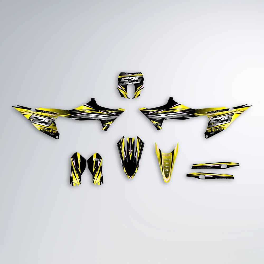 ADVANCE Stark Varg SM graphics kit parts layout in Yellow