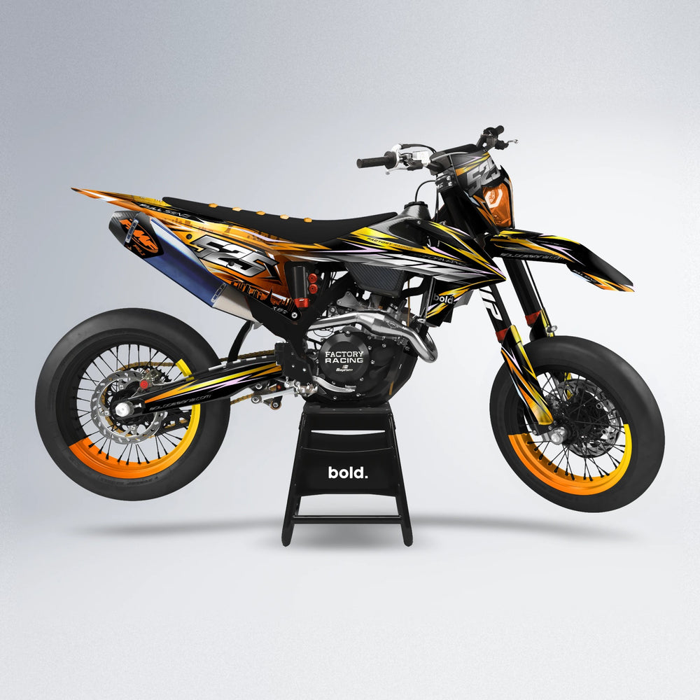 ADVANCE supermoto graphics kit in Orange & Yellow