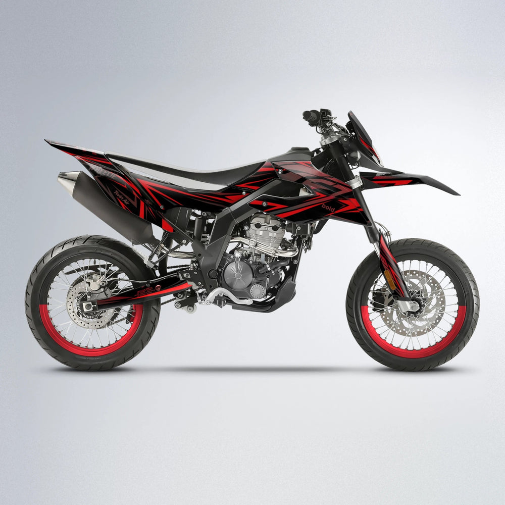 ALIN Aprilia SX 125 supermoto graphics kit in Black & Red