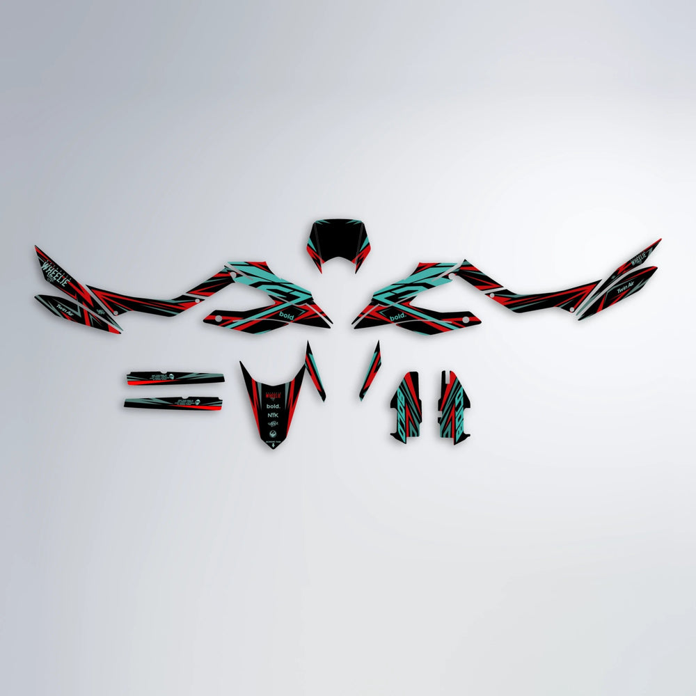 ALIN Aprilia SX 125 graphics kit parts layout in Mint