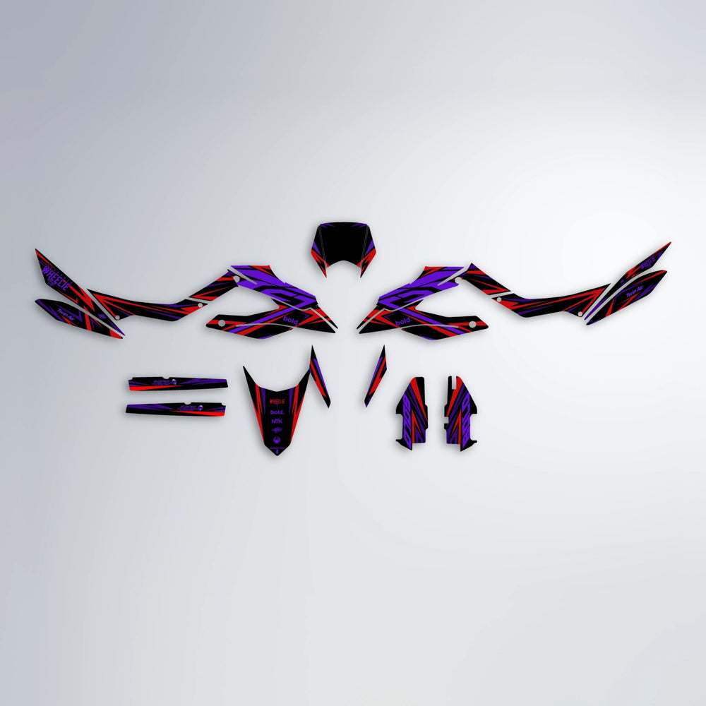 ALIN Aprilia SX 125 graphics kit parts layout in Purple