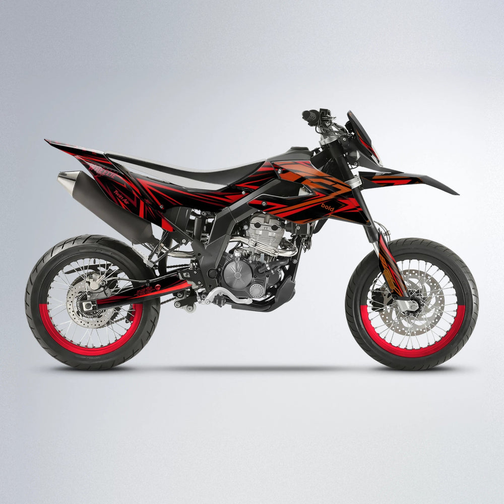 ALIN Aprilia SX 125 supermoto graphics kit in Red & Orange