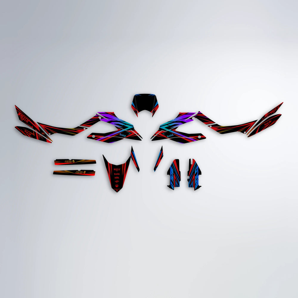 ALIN Aprilia SX 125 graphics kit parts layout in Sunset Fade