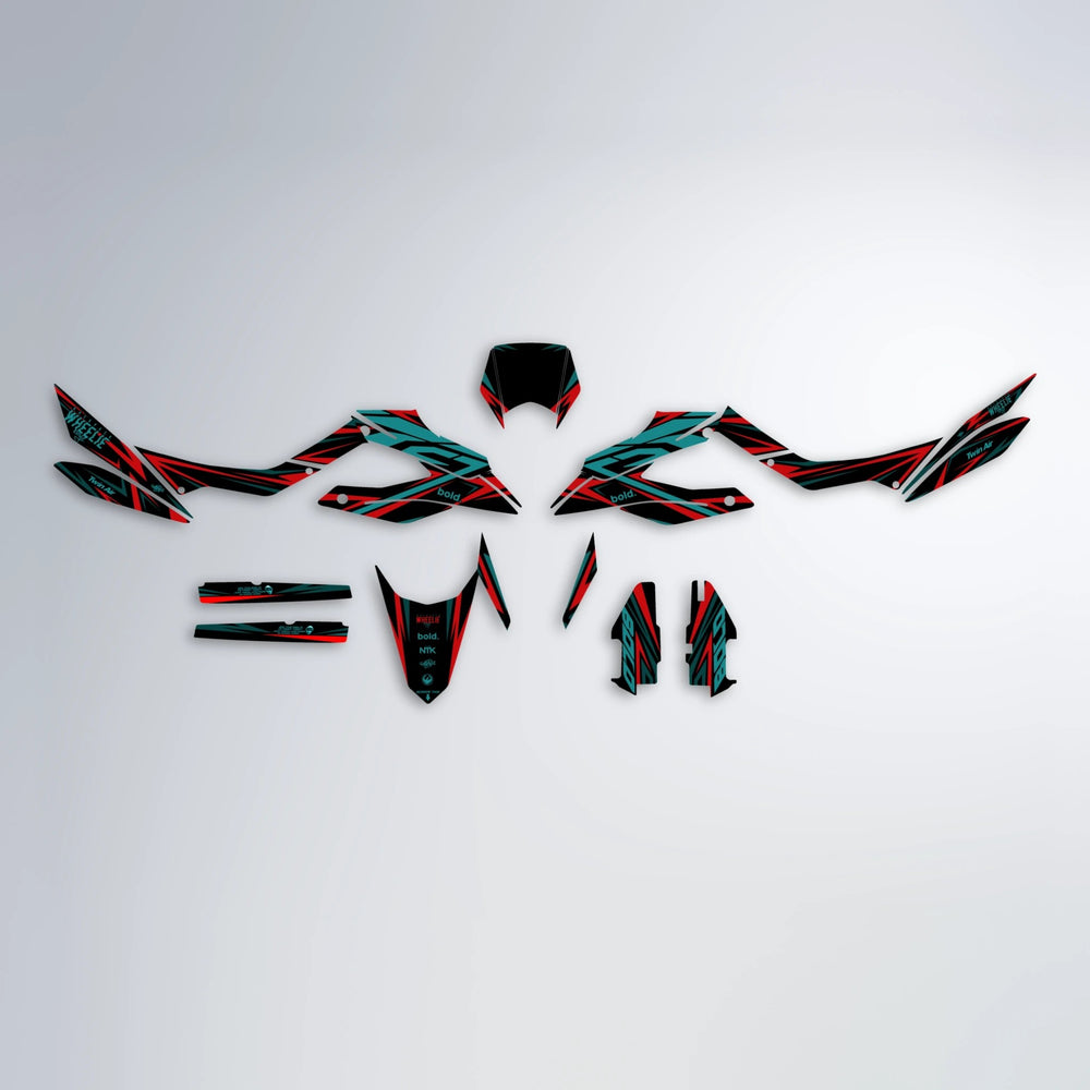 ALIN Aprilia SX 125 graphics kit parts layout in Teal