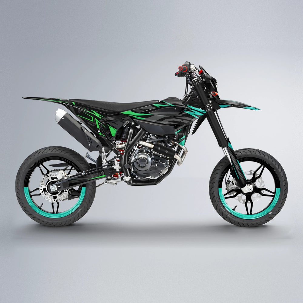 ALIN Beta supermoto graphics kit in Cyan & Green