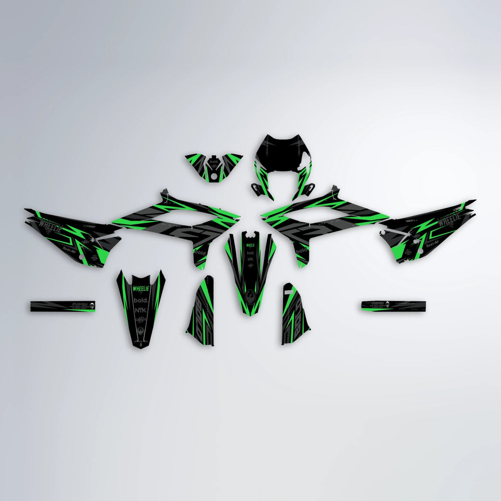 ALIN Beta graphics kit parts layout in Green