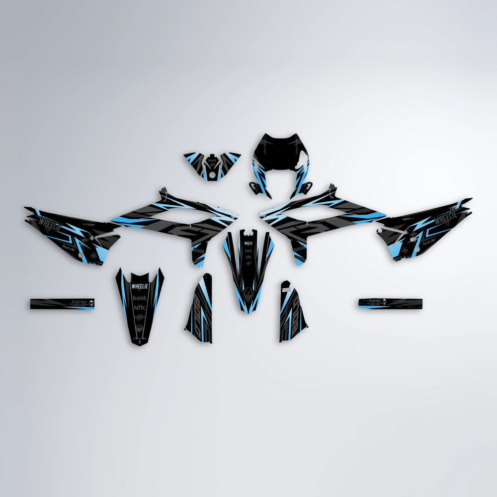 ALIN Beta graphics kit parts layout in Light Blue & White