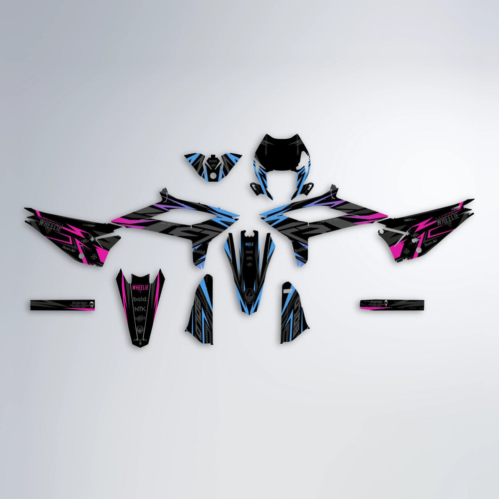 ALIN Beta graphics kit parts layout in Pink & Light Blue