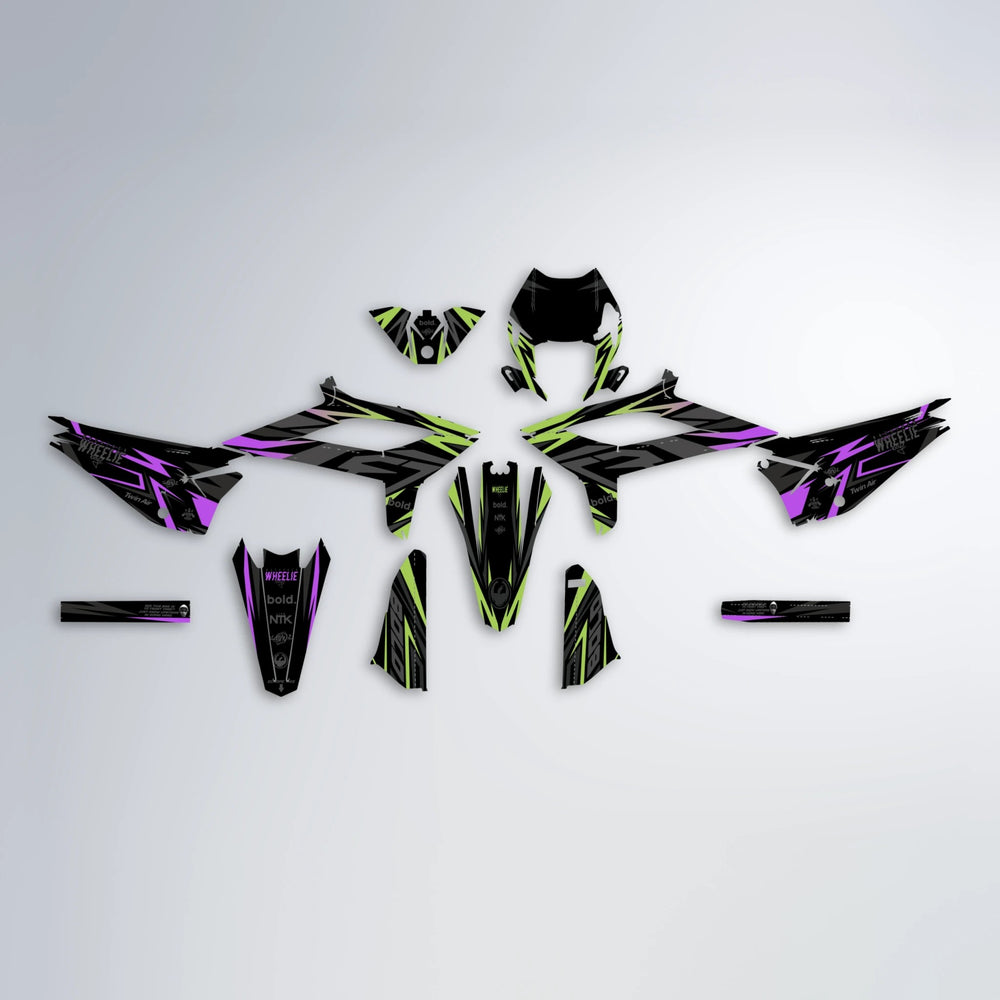 ALIN Beta graphics kit parts layout in Purple & Yellow