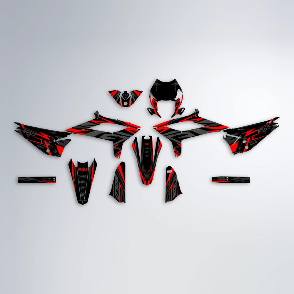 ALIN Beta graphics kit parts layout in Red
