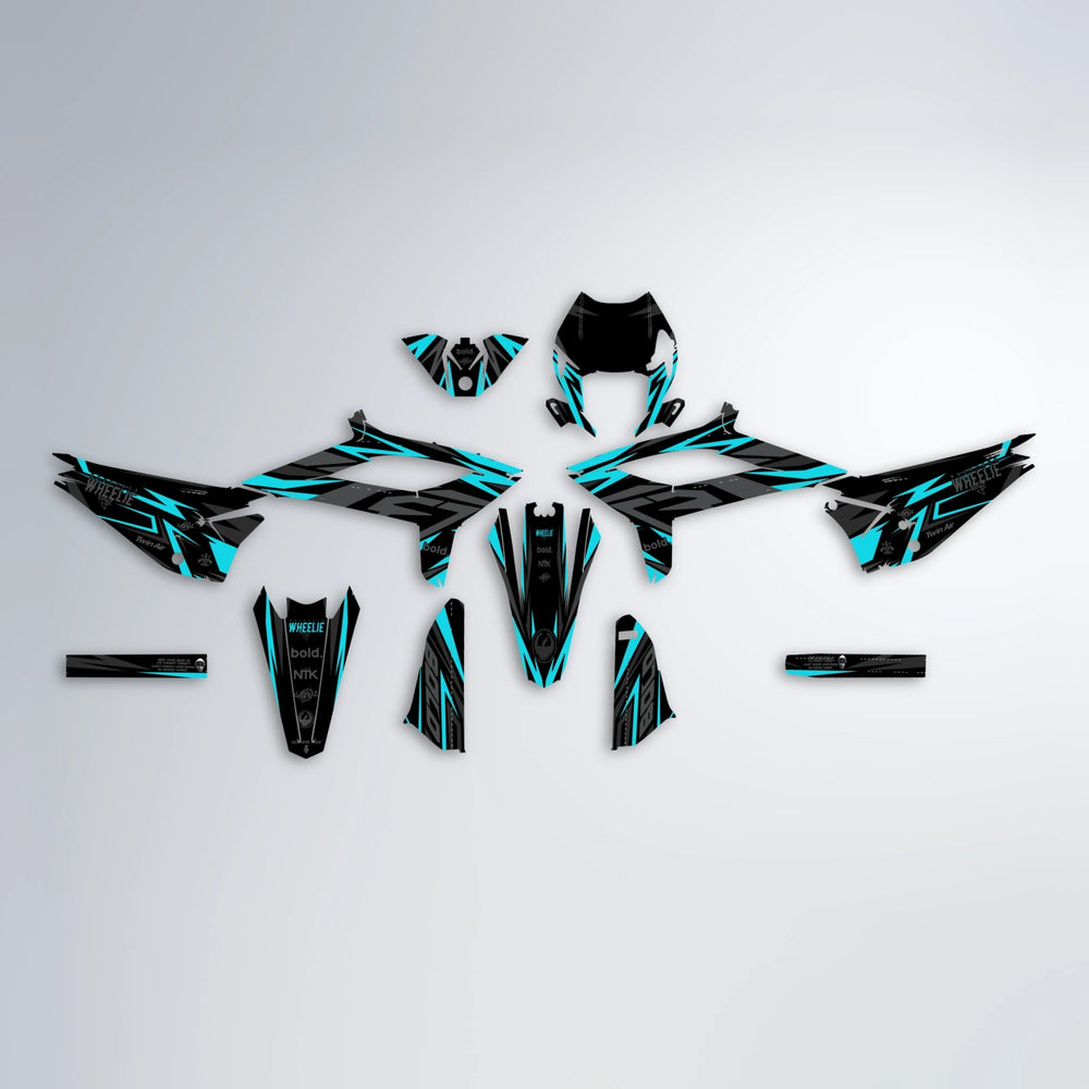 ALIN Beta graphics kit parts layout in Teal