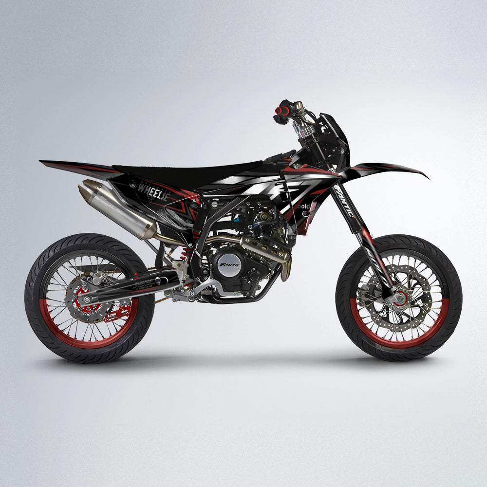 ALIN Fantic supermoto graphics kit in Black & Red