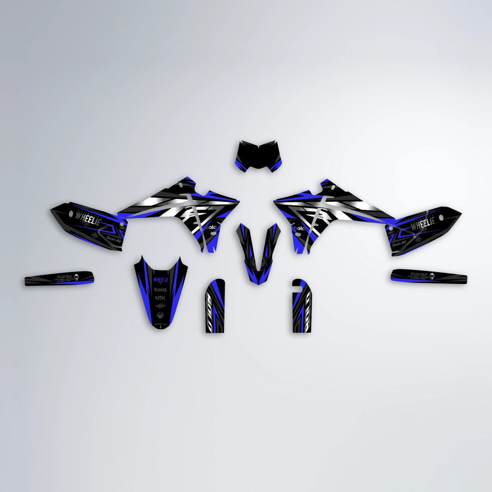 ALIN Fantic graphics kit parts layout in Blue
