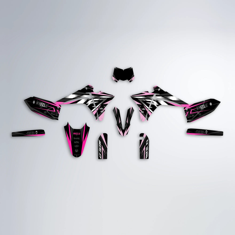 ALIN Fantic graphics kit parts layout in Flamingo