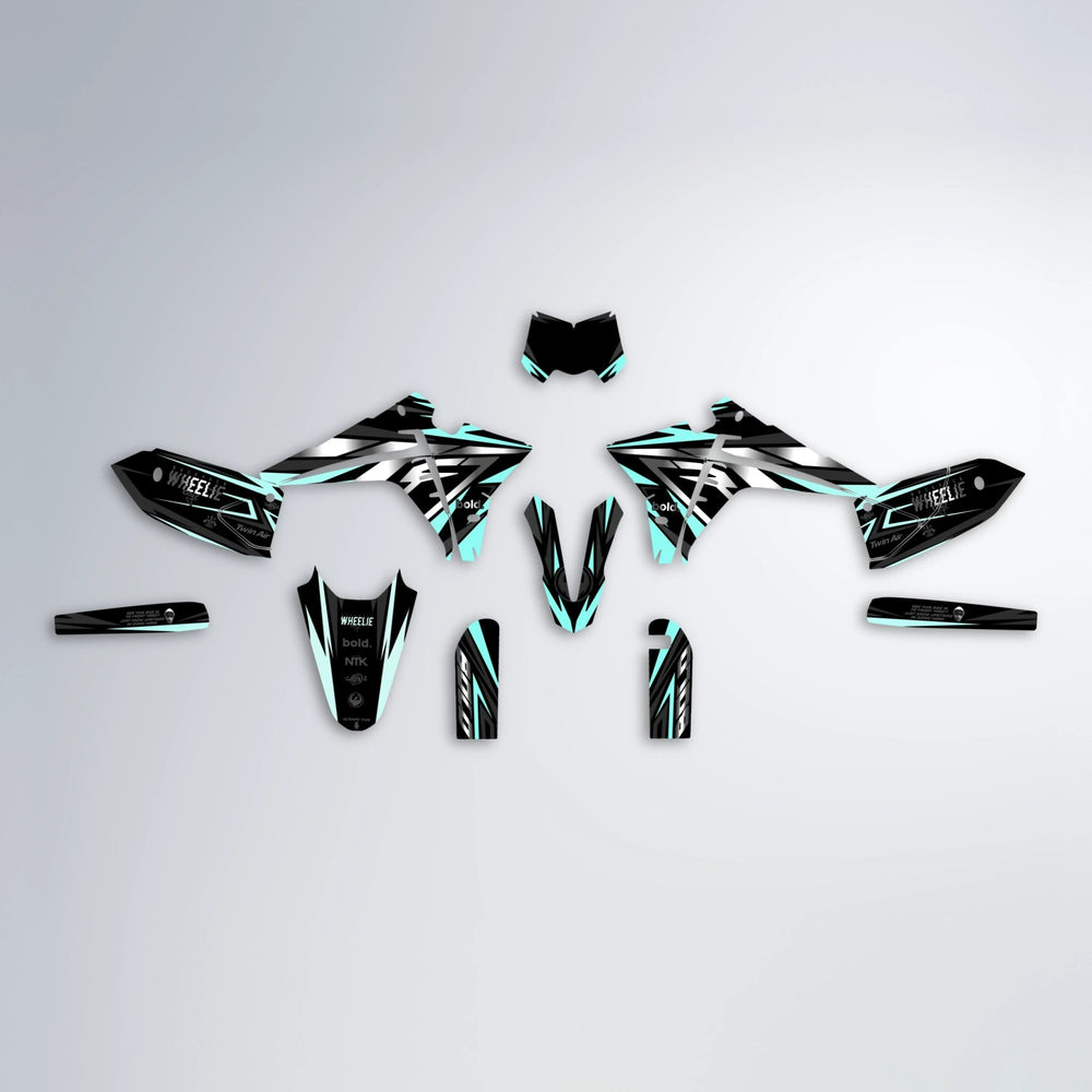ALIN Fantic graphics kit parts layout in Mint