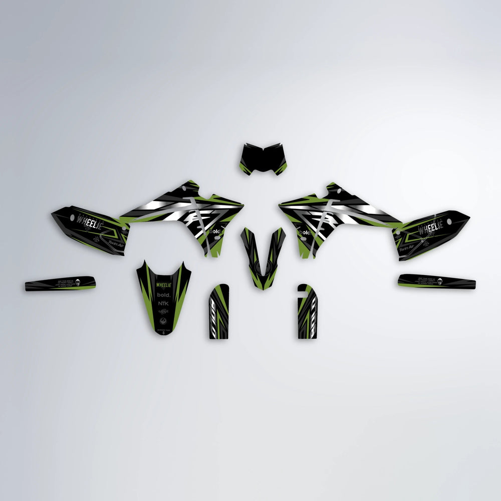 ALIN Fantic graphics kit parts layout in Olive