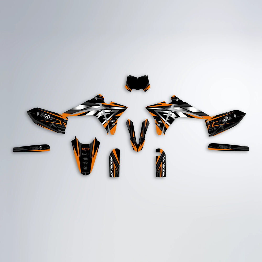 ALIN Fantic graphics kit parts layout in Orange