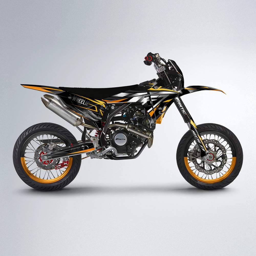 ALIN Fantic supermoto graphics kit in Orange & Yellow