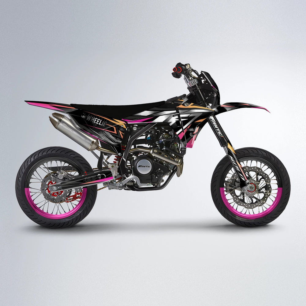 ALIN Fantic supermoto graphics kit in Pink & Yellow
