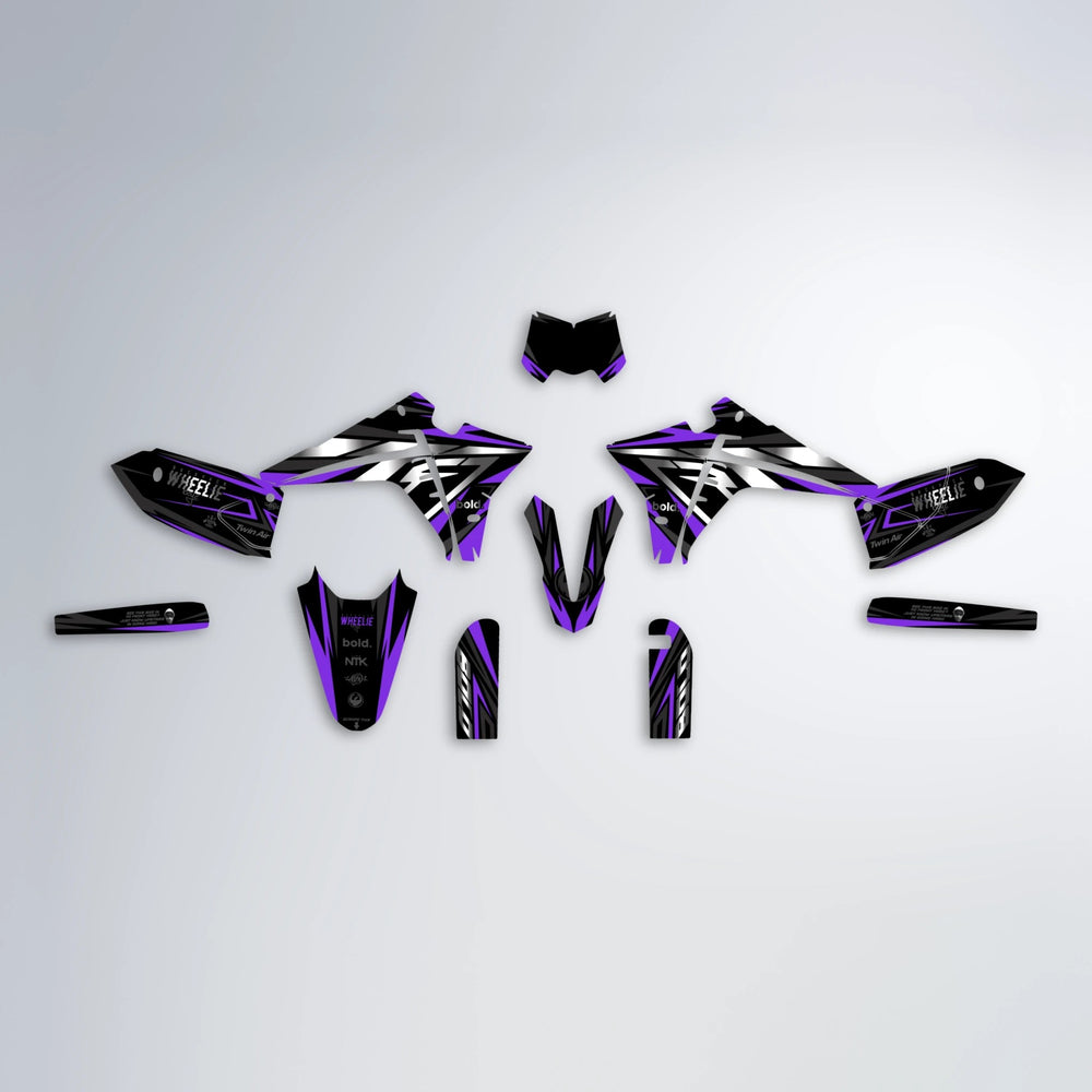 ALIN Fantic graphics kit parts layout in Purple