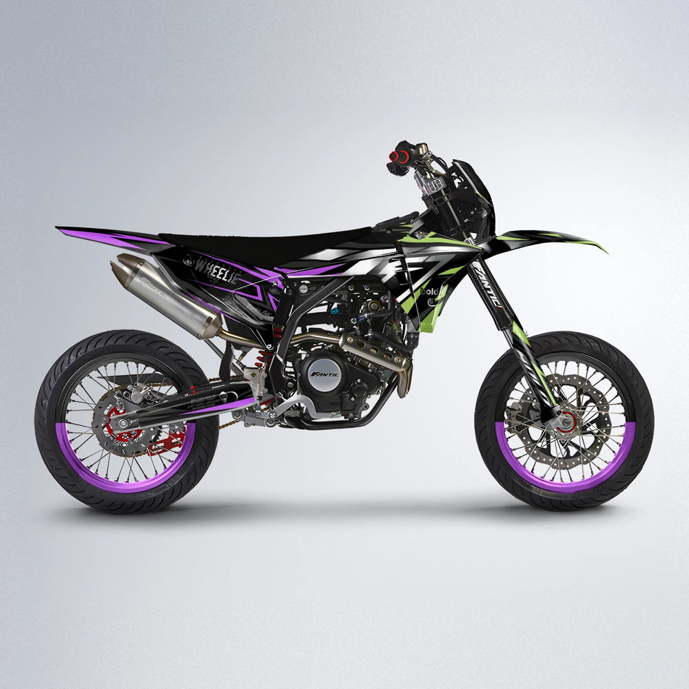 ALIN Fantic supermoto graphics kit in Purple & Yellow