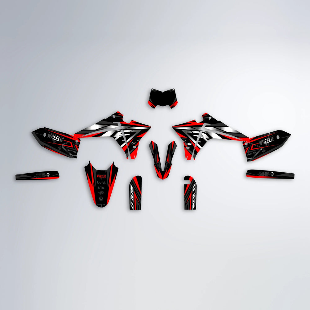 ALIN Fantic graphics kit parts layout in Red