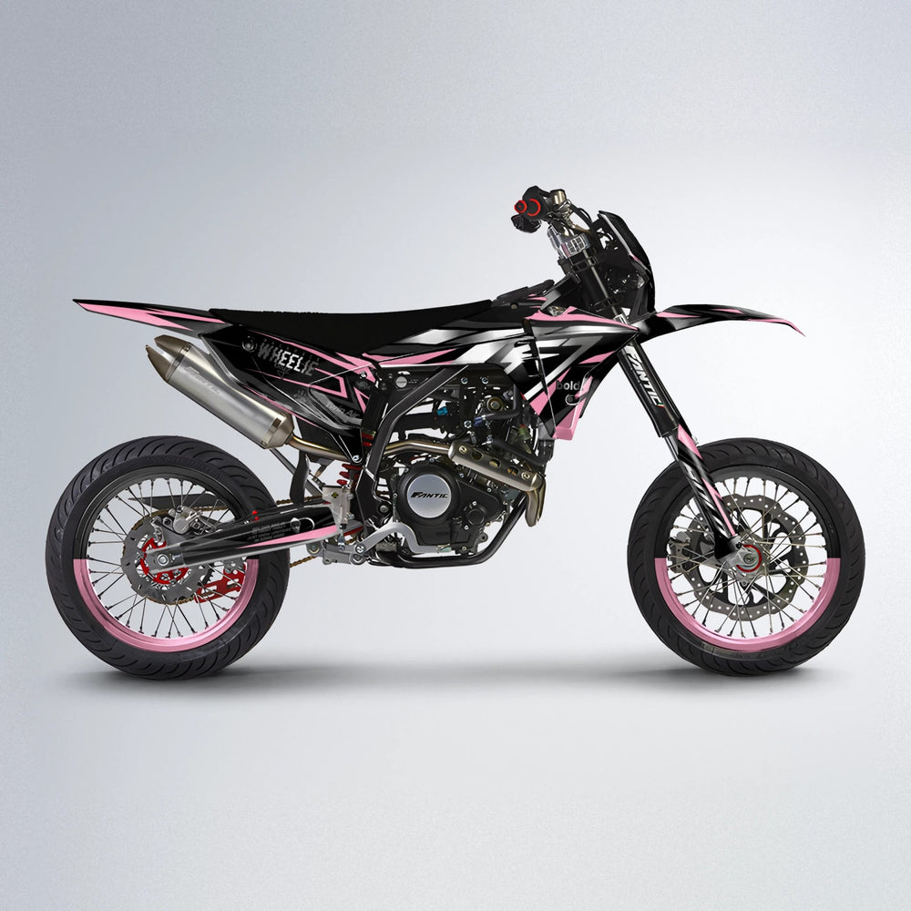ALIN Fantic supermoto graphics kit in Sakura Pink