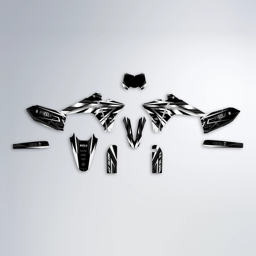 ALIN Fantic graphics kit parts layout in White