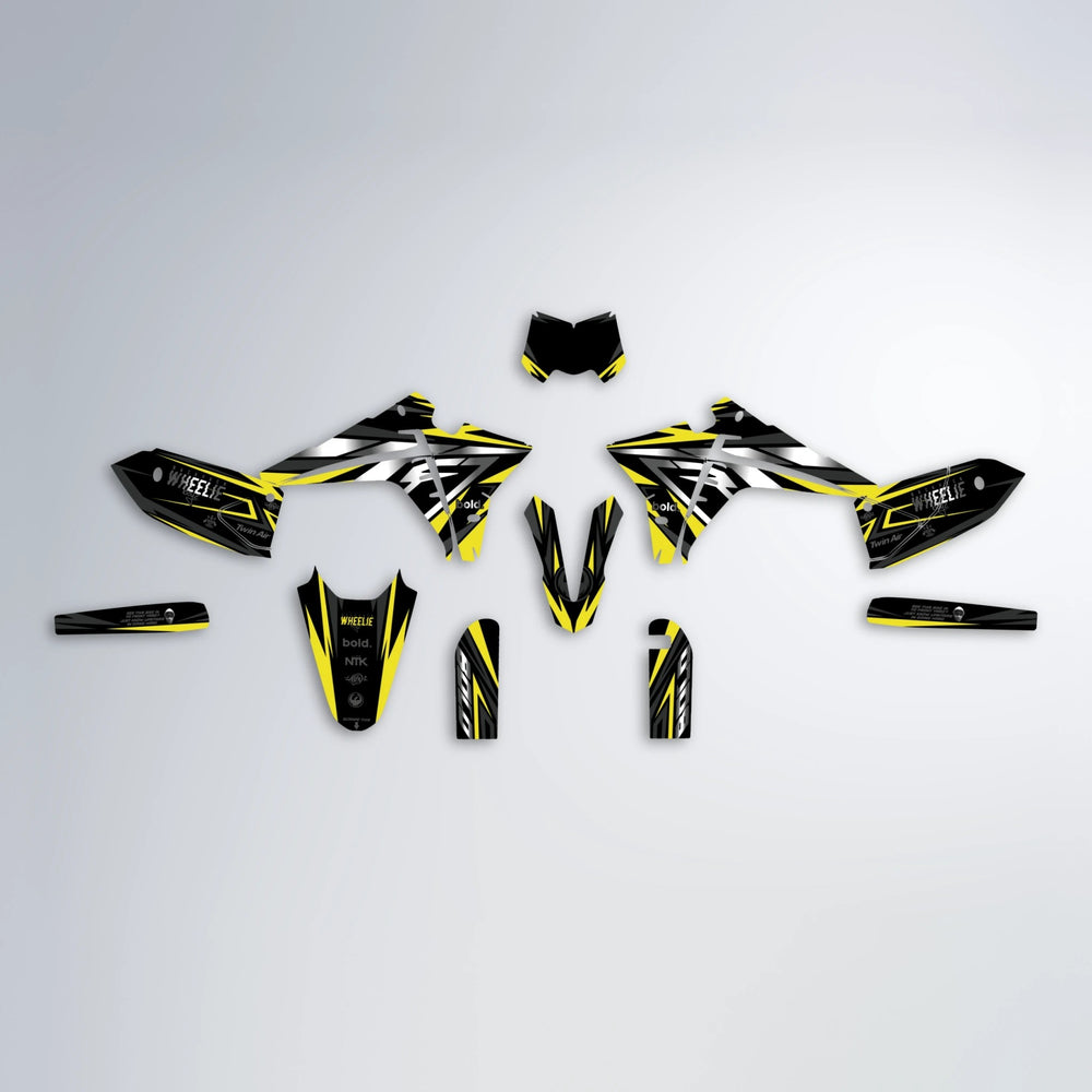 ALIN Fantic graphics kit parts layout in Yellow