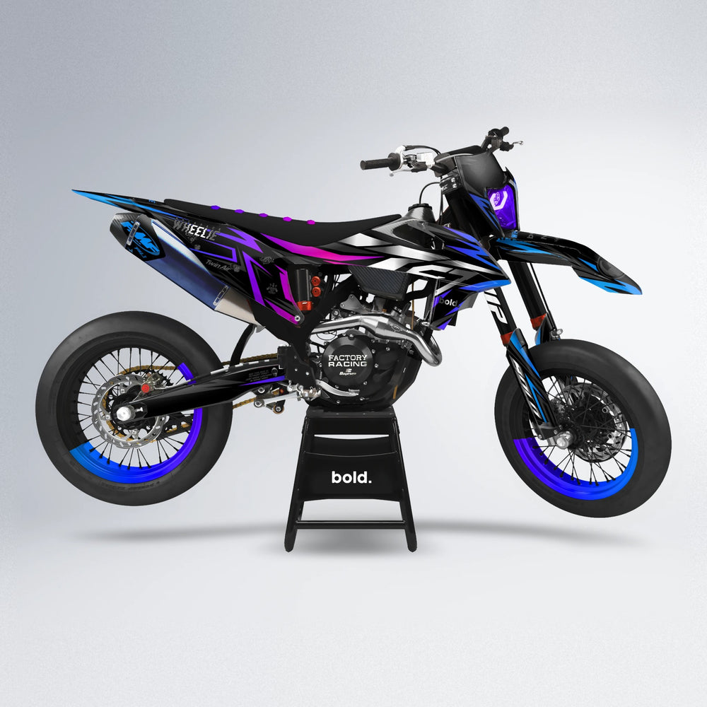 ALIN supermoto graphics kit in Blue Purple Fade
