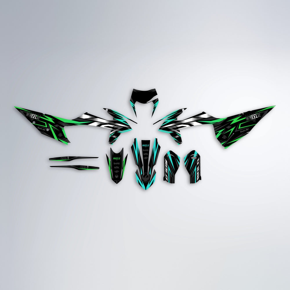 ALIN graphics kit parts layout in Cyan & Green