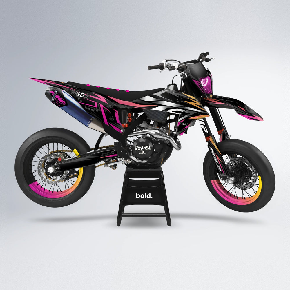 ALIN supermoto graphics kit in Pink & Yellow