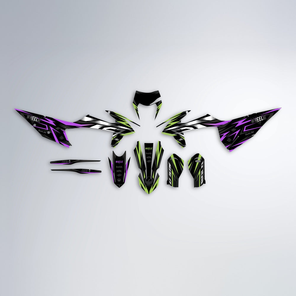 ALIN graphics kit parts layout in Purple & Yellow