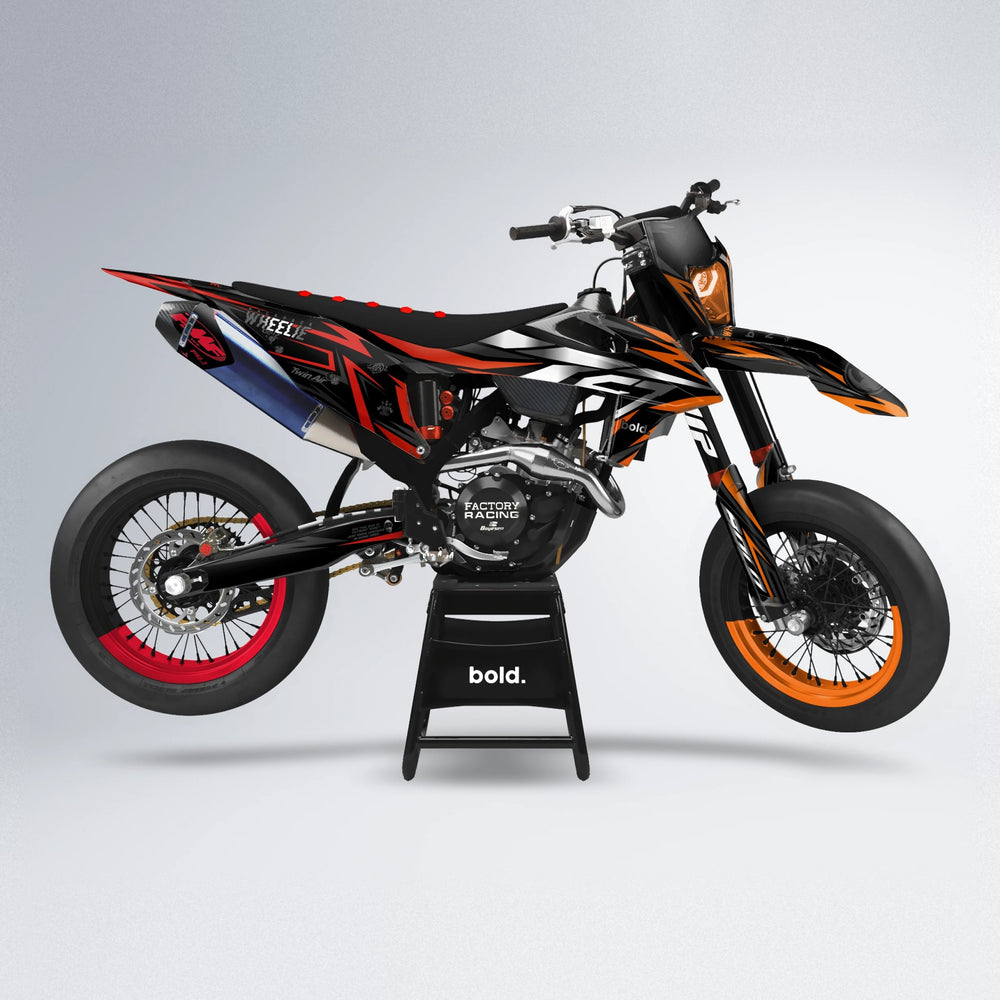 ALIN supermoto graphics kit in Red & Orange