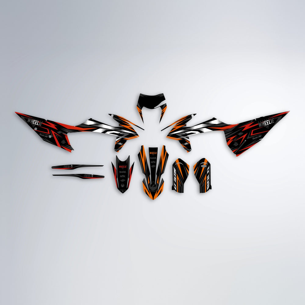 ALIN graphics kit parts layout in Red & Orange