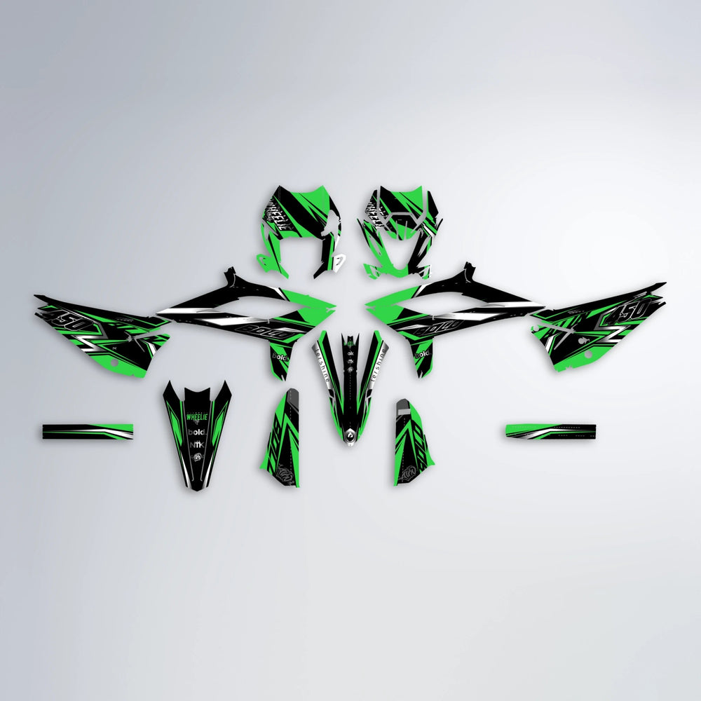 ALIN V2 Beta graphics kit parts layout in Green