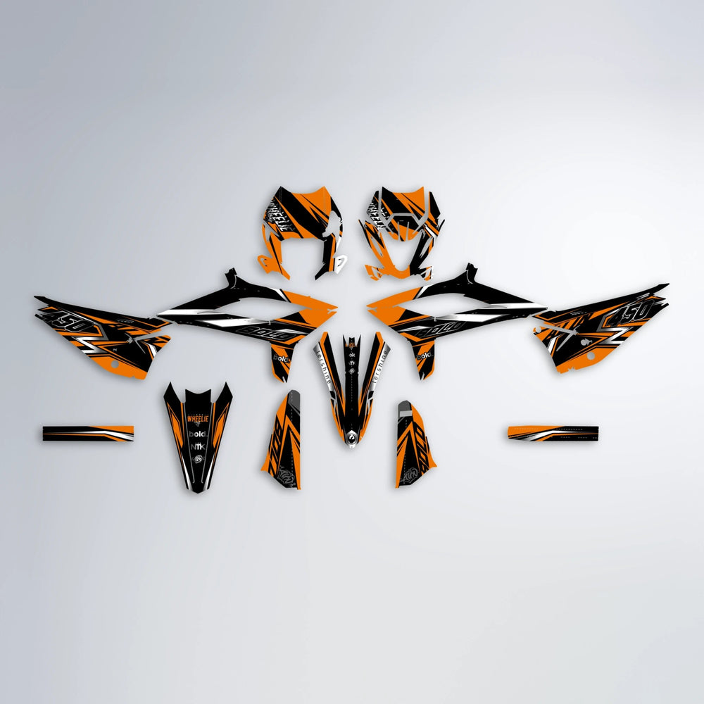 ALIN V2 Beta graphics kit parts layout in Orange