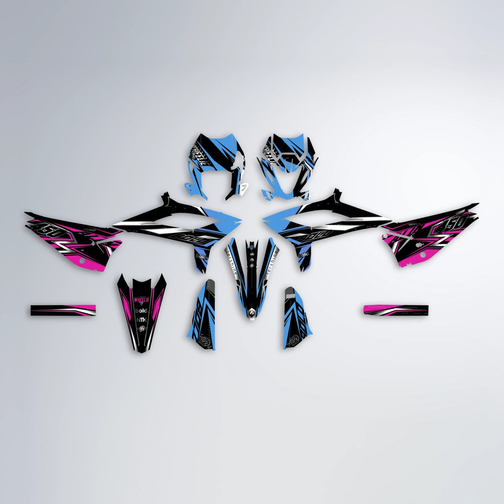 ALIN V2 Beta graphics kit parts layout in Pink & Light Blue