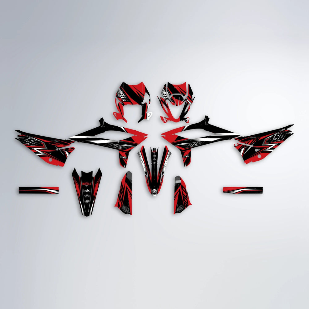 ALIN V2 Beta graphics kit parts layout in Red