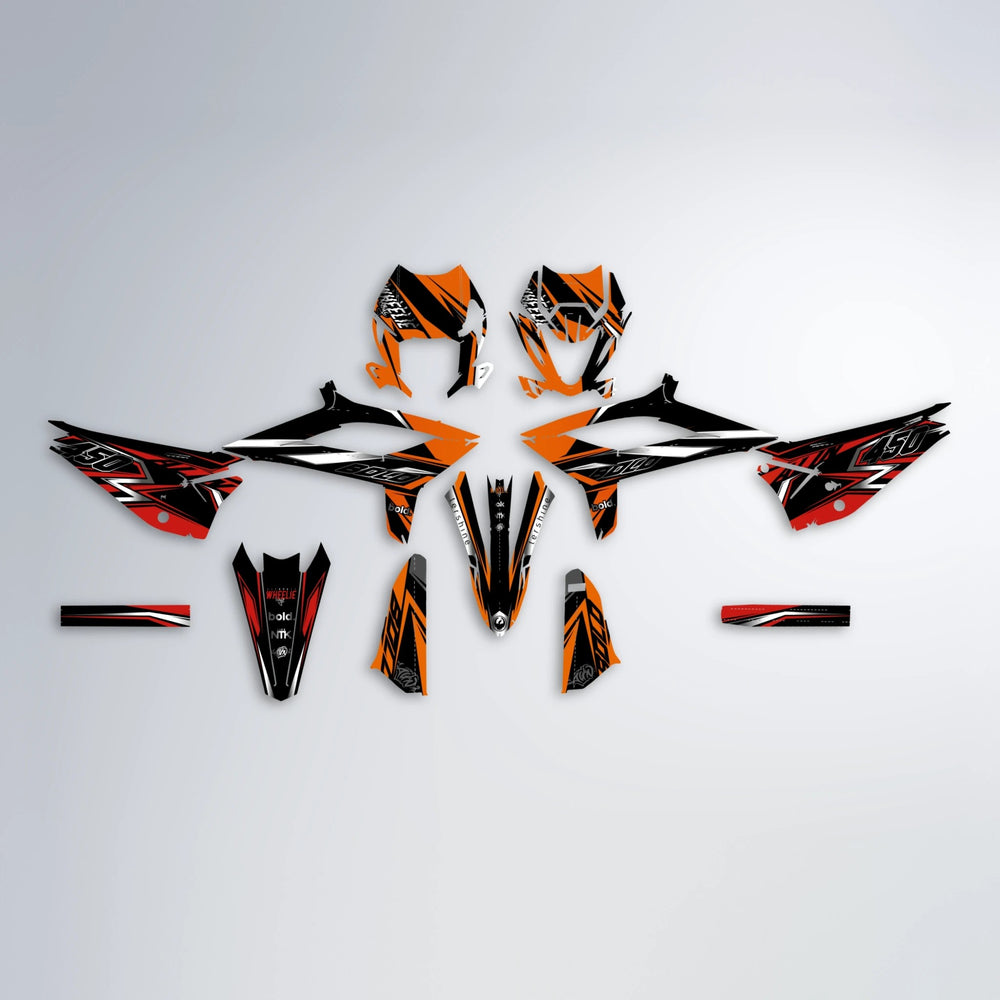 ALIN V2 Beta graphics kit parts layout in Red & Orange
