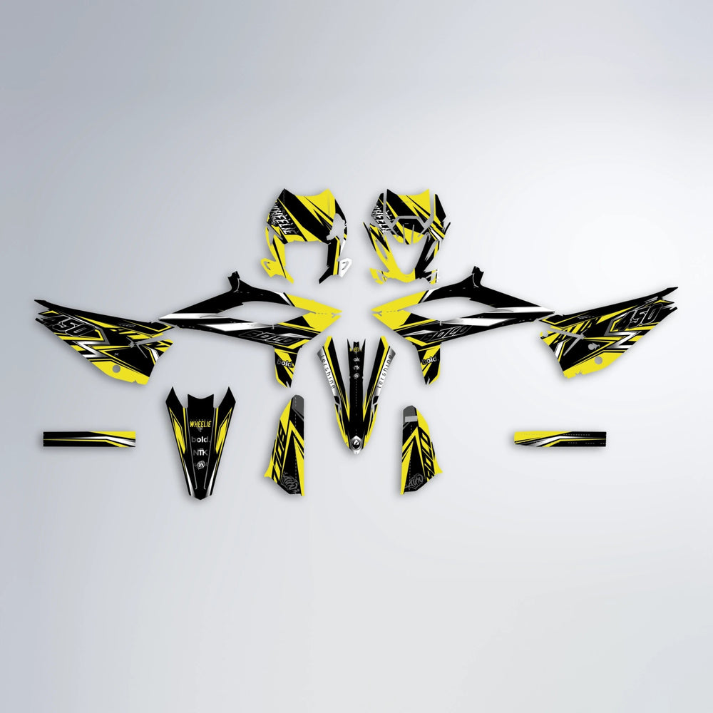 ALIN V2 Beta graphics kit parts layout in Yellow