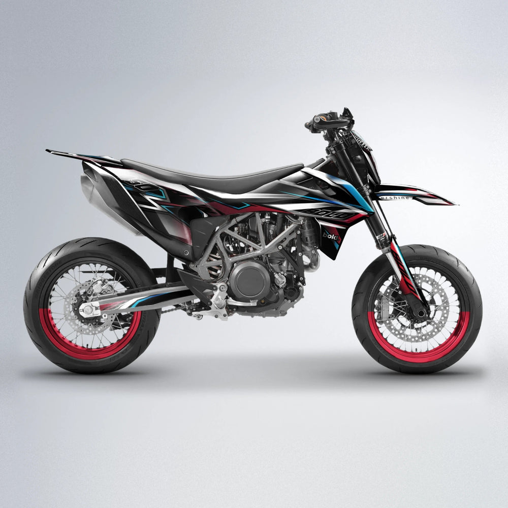 ALIN V2 KTM SMC 690 supermoto graphics kit in Black & Red