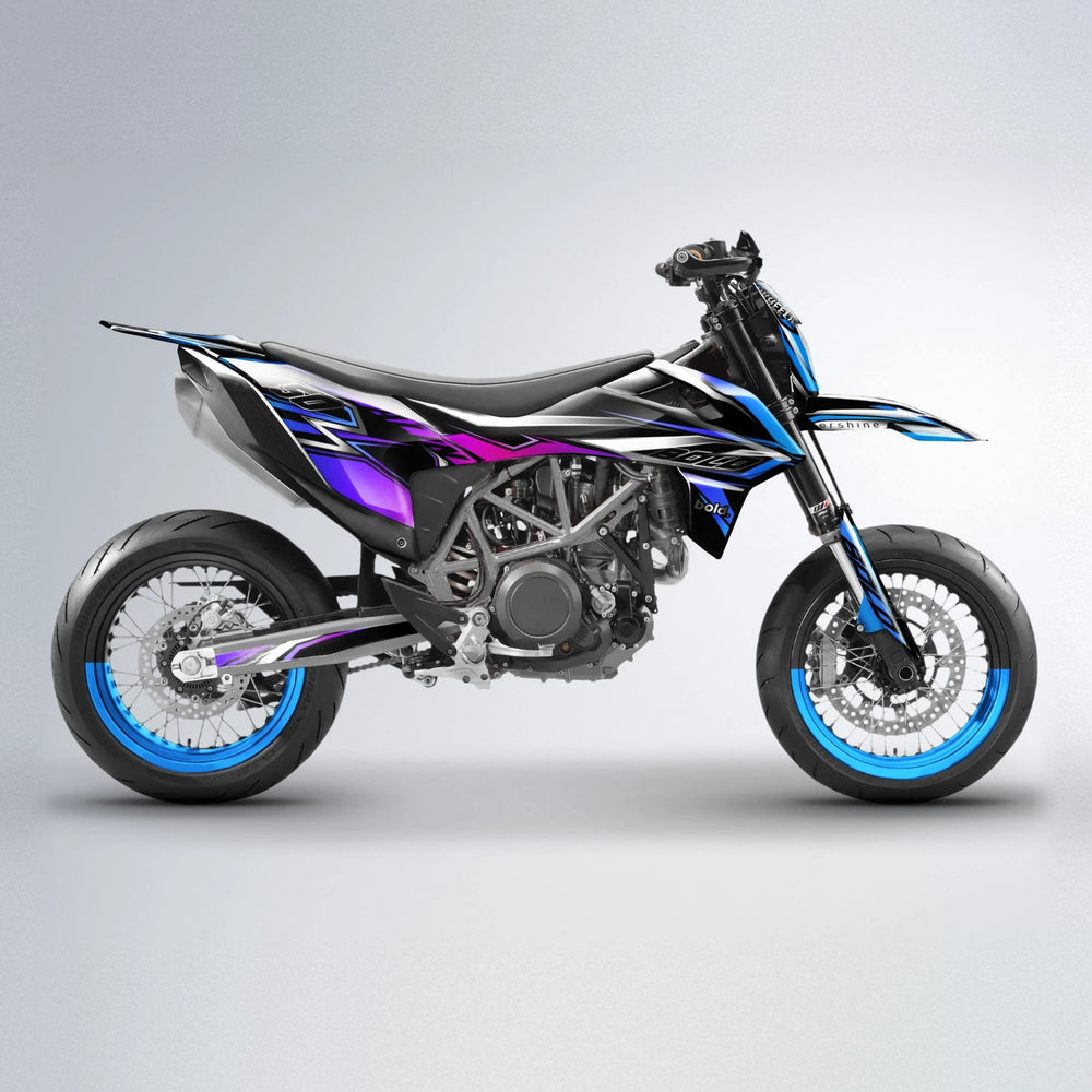 ALIN V2 KTM SMC 690 supermoto graphics kit in Blue Purple Fade